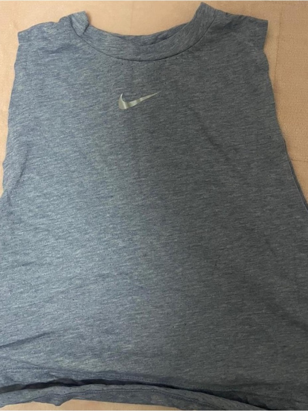Nike Light Gray Dri-FIT Running Tank with Silver Swoosh